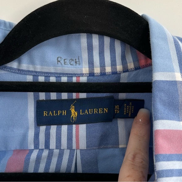 Ralph Lauren Blue Plaid Long Sleeve Button Down Shirt - Picture 3 of 5